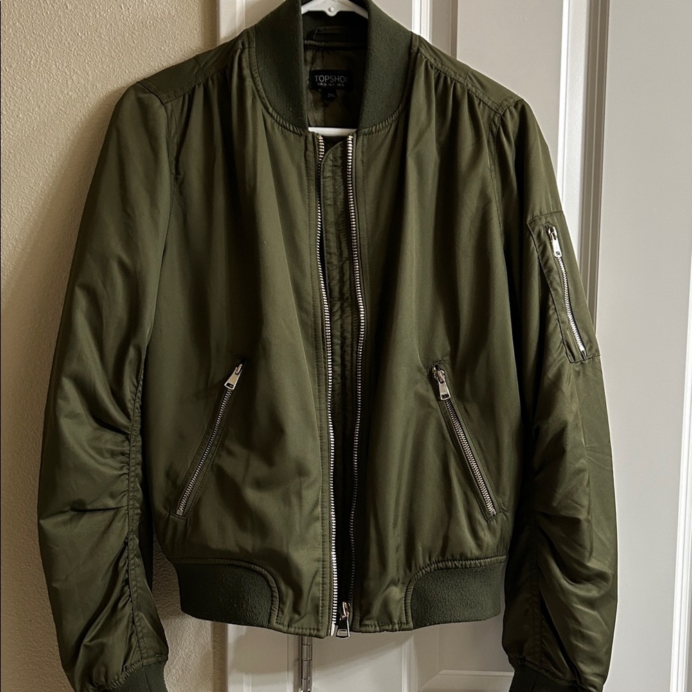 Topshop Khaki Forest Green Bomber Jacket